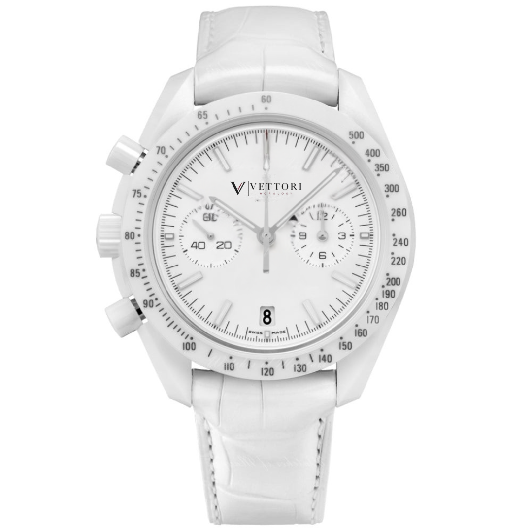 Vettori Ceramic Chronograph 44mm, White Dial