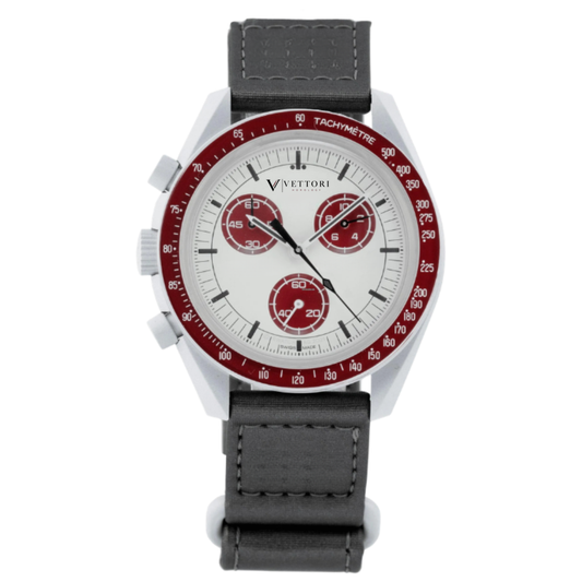 Vettori Chronograph 42mm, White Dial with Red Accents