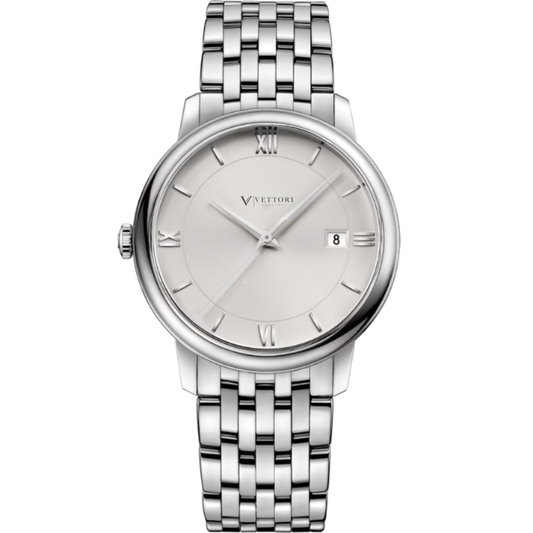 Vettori Classic Prestige 40mm, Silver Sunburst Dial