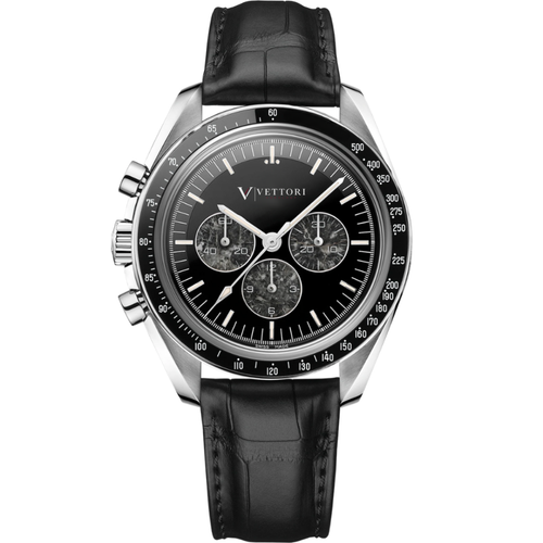 Vettori Heritage Chronograph 39mm, Black Dial
