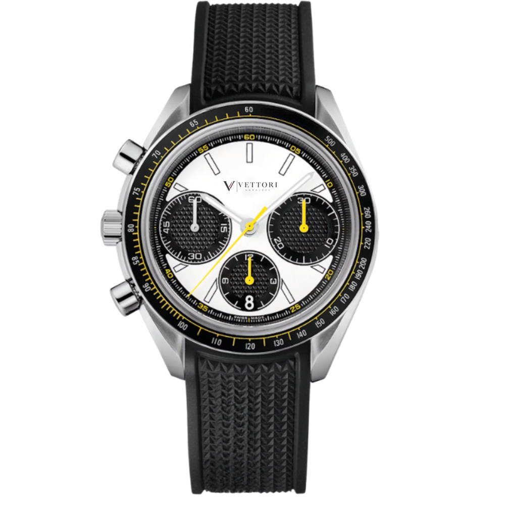 Vettori Racing Chronograph 42mm, White Dial with Black Subdials