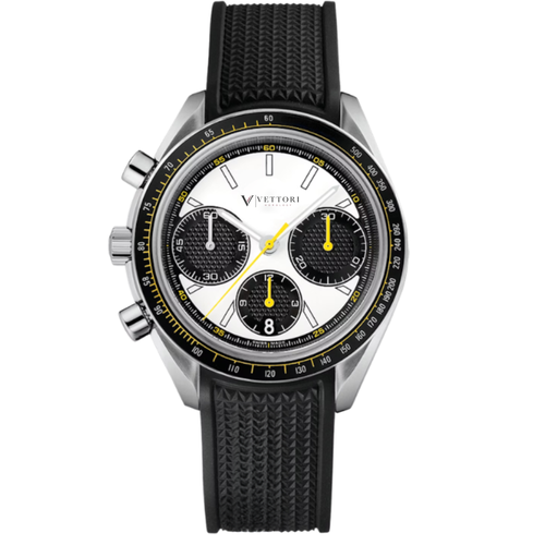 Vettori Racing Chronograph 42mm, White Dial with Black Subdials