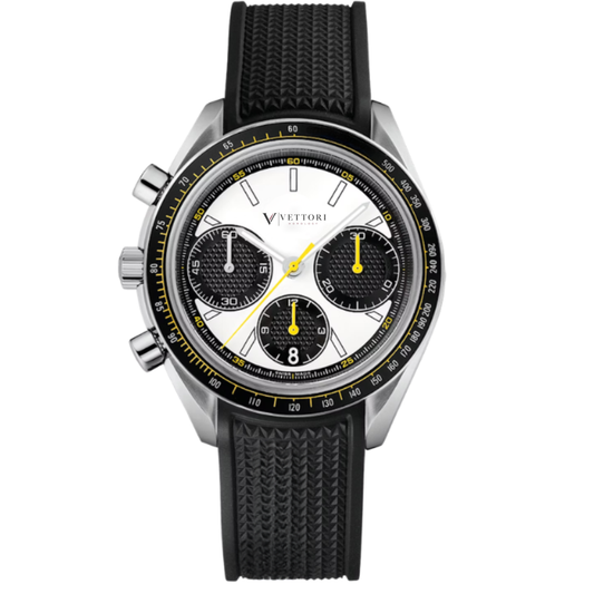Vettori Racing Chronograph 42mm, White Dial with Black Subdials