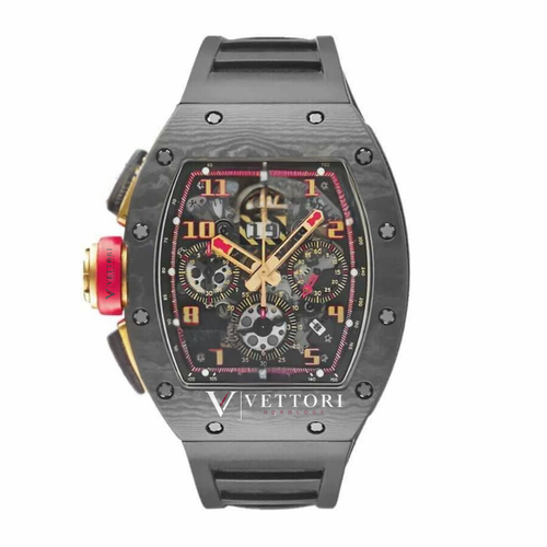 Vettori Skeleton Chronograph 44mm, Black Dial with Red Accents