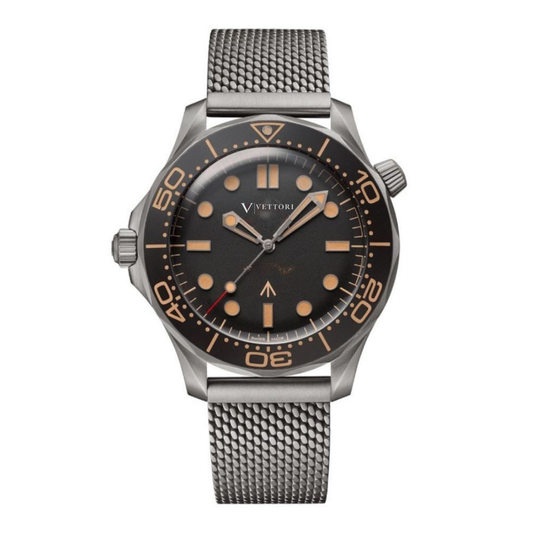 Vettori Tactical Diver 42mm, Black Vintage Dial
