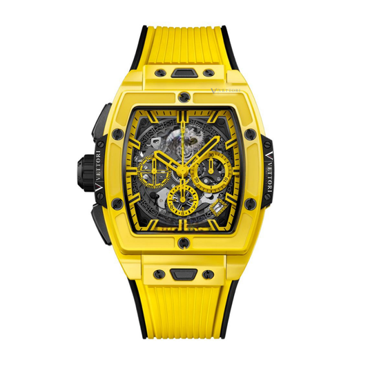 Vettori Tonneau Chronograph 42mm, Black Skeleton Dial